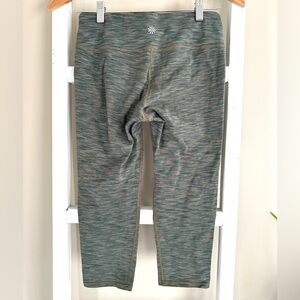 Athleta Green / Tan / Grey Stripe Chaturanga Crop / Capri Leggings